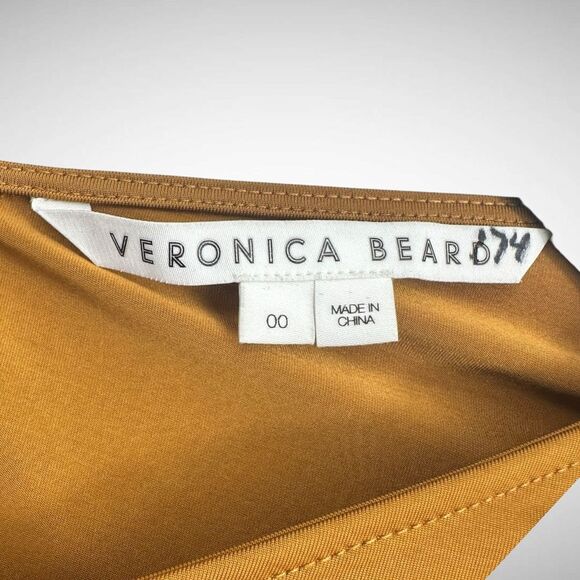 Veronica Beard Gilbert Antique Gold Jersey Long Sleeve Ruched Midi Dress Size 00 - Picture 4 of 10